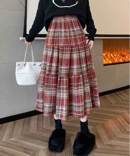 gossip!ロサンゼルス(ゴシップロサンゼルス)の「ヴィンテージスタイル チェック柄スカート Y2K(スカート・レディース・ブラック/ワイン/ブルー/ブラウン・FREE)」の13枚目の写真