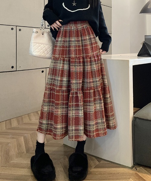 gossip!ロサンゼルス(ゴシップロサンゼルス)の「ヴィンテージスタイル チェック柄スカート Y2K(スカート・レディース・ブラック/ワイン/ブルー/ブラウン・FREE)」の16枚目の写真