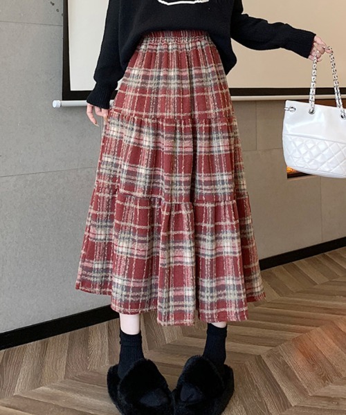 gossip!ロサンゼルス(ゴシップロサンゼルス)の「ヴィンテージスタイル チェック柄スカート Y2K(スカート・レディース・ブラック/ワイン/ブルー/ブラウン・FREE)」の17枚目の写真