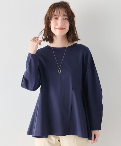 ANY(エニィ)の「ジョーゼット裏起毛ペプラムプルオーバー(Tシャツ/カットソー・レディース・ブラック系/アイボリー系/ネイビー系・4)」の12枚目の写真