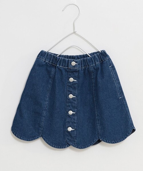 EDWIN(エドウィン)の「【Ou? by EDWIN】裾スカラップデニムスカート(デニムスカート・キッズ・ブルー・90/150/140/110/120/130/100)」の1枚目の写真
