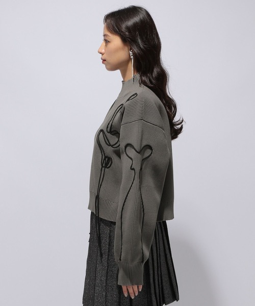 HARE（ハレ）の「ニュアンスラインモックネックニット(HARE)（ニット/セーター・レディース・ブラック/グレー・FREE）」の12枚目の写真