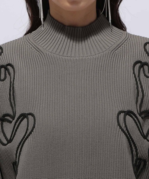 HARE（ハレ）の「ニュアンスラインモックネックニット(HARE)（ニット/セーター・レディース・ブラック/グレー・FREE）」の14枚目の写真