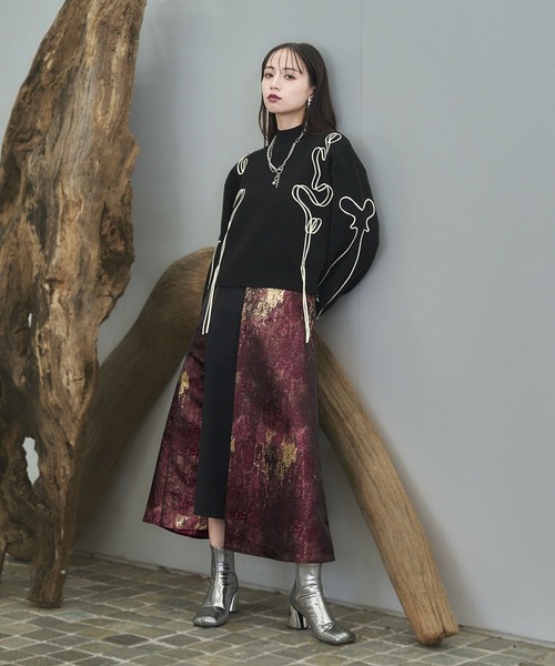 HARE（ハレ）の「ニュアンスラインモックネックニット(HARE)（ニット/セーター・レディース・ブラック/グレー・FREE）」の21枚目の写真