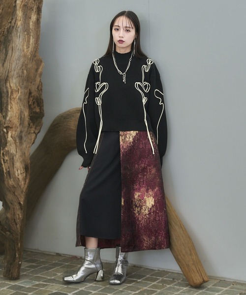 HARE（ハレ）の「ニュアンスラインモックネックニット(HARE)（ニット/セーター・レディース・ブラック/グレー・FREE）」の22枚目の写真