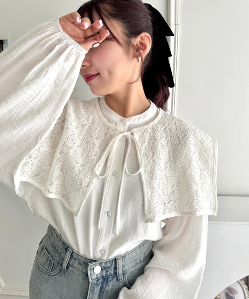 Loueme(ルエム)の「ヴィンテージレース付け襟ブラウス【2点SET】(シャツ/ブラウス・レディース・ホワイト/ブラック/アイボリー・FREE)」の2枚目の写真