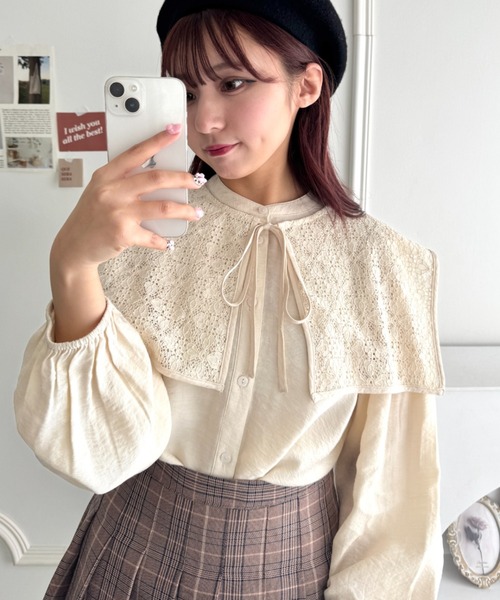 Loueme(ルエム)の「ヴィンテージレース付け襟ブラウス【2点SET】(シャツ/ブラウス・レディース・ホワイト/ブラック/アイボリー・FREE)」の1枚目の写真