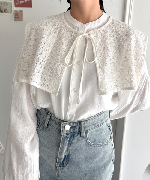 Loueme(ルエム)の「ヴィンテージレース付け襟ブラウス【2点SET】(シャツ/ブラウス・レディース・ホワイト/ブラック/アイボリー・FREE)」の4枚目の写真