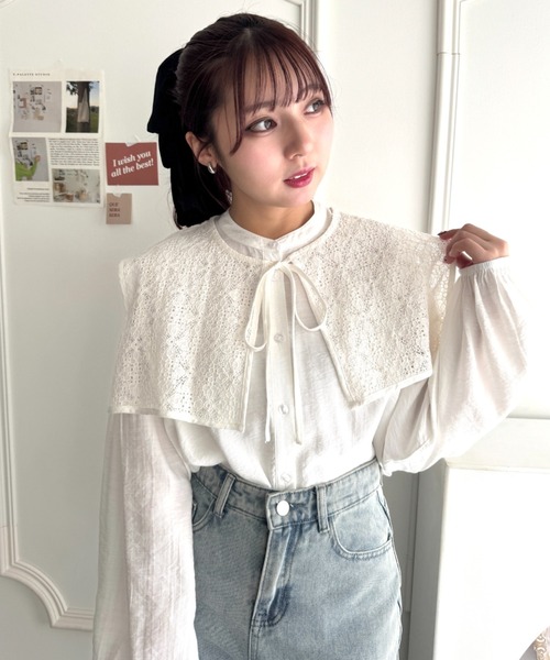 Loueme(ルエム)の「ヴィンテージレース付け襟ブラウス【2点SET】(シャツ/ブラウス・レディース・ホワイト/ブラック/アイボリー・FREE)」の7枚目の写真