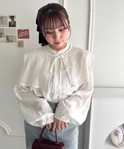 Loueme(ルエム)の「ヴィンテージレース付け襟ブラウス【2点SET】(シャツ/ブラウス・レディース・ホワイト/ブラック/アイボリー・FREE)」の8枚目の写真