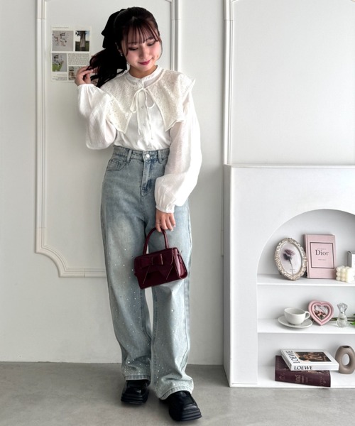 Loueme(ルエム)の「ヴィンテージレース付け襟ブラウス【2点SET】(シャツ/ブラウス・レディース・ホワイト/ブラック/アイボリー・FREE)」の11枚目の写真