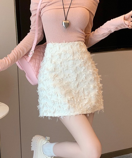 Sibra(シブラ)の「フリンジツイードミニスカート(スカート・レディース・ブラック/ホワイト/ピンク・M/L)」の21枚目の写真