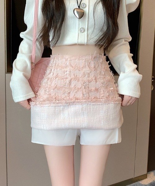Sibra(シブラ)の「フリンジツイードミニスカート(スカート・レディース・ブラック/ホワイト/ピンク・M/L)」の18枚目の写真