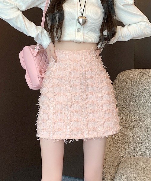 Sibra(シブラ)の「フリンジツイードミニスカート(スカート・レディース・ブラック/ホワイト/ピンク・M/L)」の19枚目の写真