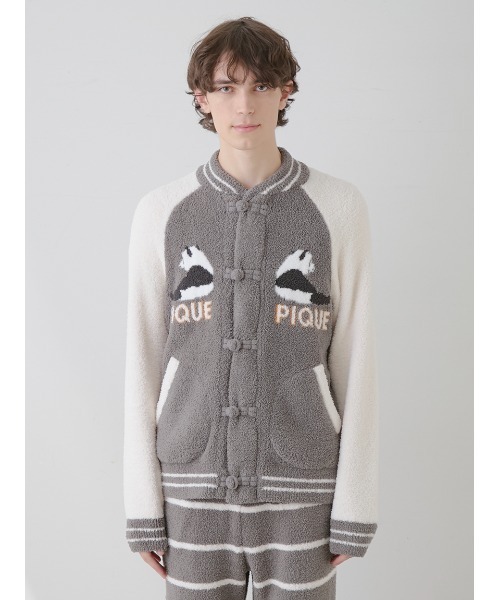gelato pique（ジェラートピケ）の「【HOMME】パウダーパンダジャガードブルゾン（ルームウェア/パジャマ・メンズ・グレー・LARGE/MEDIUM）」の6枚目の写真