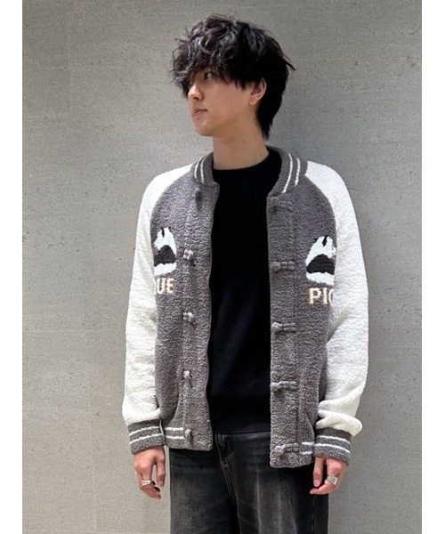 gelato pique（ジェラートピケ）の「【HOMME】パウダーパンダジャガードブルゾン（ルームウェア/パジャマ・メンズ・グレー・LARGE/MEDIUM）」の4枚目の写真