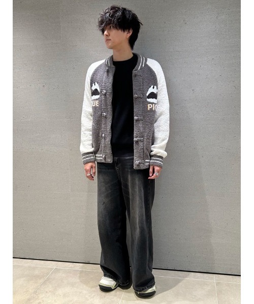 gelato pique（ジェラートピケ）の「【HOMME】パウダーパンダジャガードブルゾン（ルームウェア/パジャマ・メンズ・グレー・LARGE/MEDIUM）」の5枚目の写真