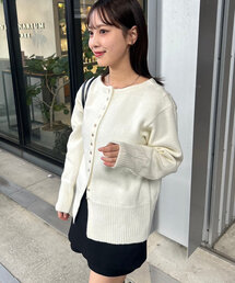 ショルダーギャザーボタンカーディガン