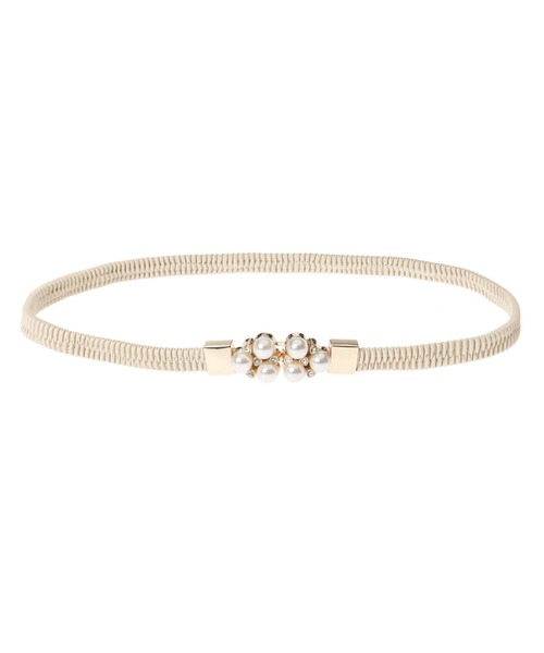 INGNI（イング）の「パールバックルゴムベルト（ベルト・レディース・アイボリー/ブラック・ONE SIZE）」の2枚目の写真