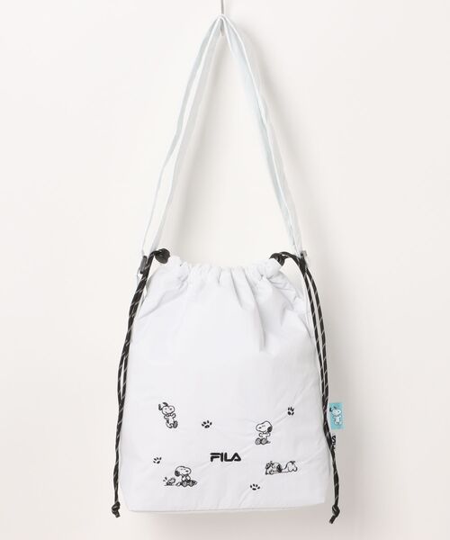 PEANUTS(ピーナッツ)の「【FILA】PEANUTS ドローストリングショルダー/ピーナッツ/コラボ(ショルダーバッグ・レディース・ホワイト/ブラック・FREE)」の1枚目の写真