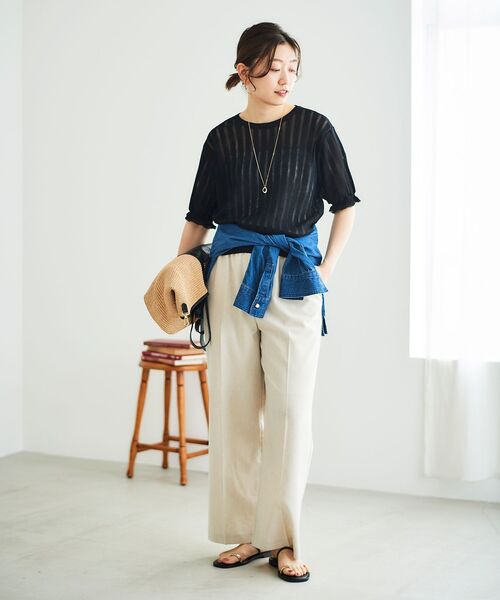 le.coeur blanc(ルクールブラン)の「《名品★履きやすさ抜群!》アサレチックイージーワイドパンツ(その他パンツ・レディース・ネイビー/サンドベージュ/ブルー/グレイッシュベージュ/ミント・40/38/36)」の10枚目の写真