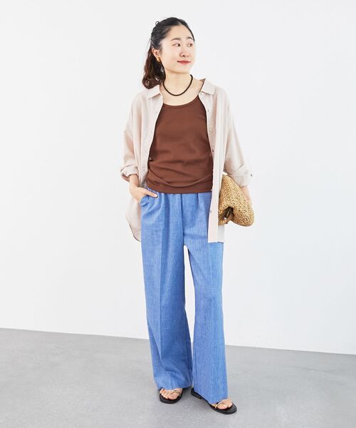 le.coeur blanc(ルクールブラン)の「《名品★履きやすさ抜群!》アサレチックイージーワイドパンツ(その他パンツ・レディース・ネイビー/サンドベージュ/ブルー/グレイッシュベージュ/ミント・40/38/36)」の17枚目の写真