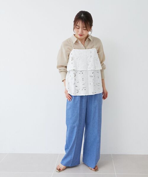 le.coeur blanc(ルクールブラン)の「《名品★履きやすさ抜群!》アサレチックイージーワイドパンツ(その他パンツ・レディース・ネイビー/サンドベージュ/ブルー/グレイッシュベージュ/ミント・40/38/36)」の18枚目の写真