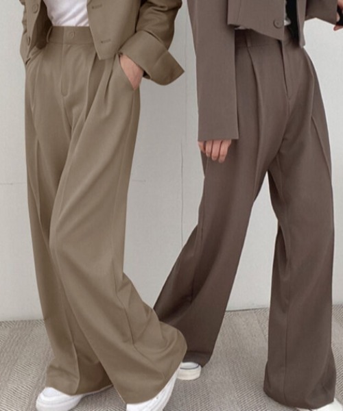 SHEPP（シープ）の「【セットアップ対応可】タックワイドパンツ スラックス 美脚（スラックス・レディース・ピンク/ブラック/ベージュ/ブラウン/ホワイト・M/L）」の13枚目の写真