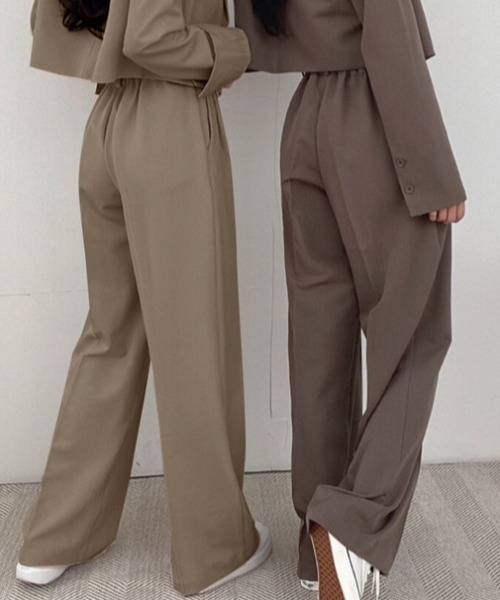 SHEPP（シープ）の「【セットアップ対応可】タックワイドパンツ スラックス 美脚（スラックス・レディース・ピンク/ブラック/ベージュ/ブラウン/ホワイト・M/L）」の12枚目の写真