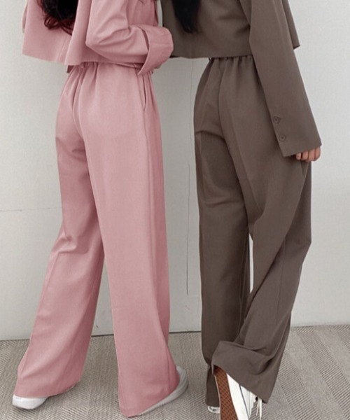 SHEPP（シープ）の「【セットアップ対応可】タックワイドパンツ スラックス 美脚（スラックス・レディース・ピンク/ブラック/ベージュ/ブラウン/ホワイト・M/L）」の9枚目の写真