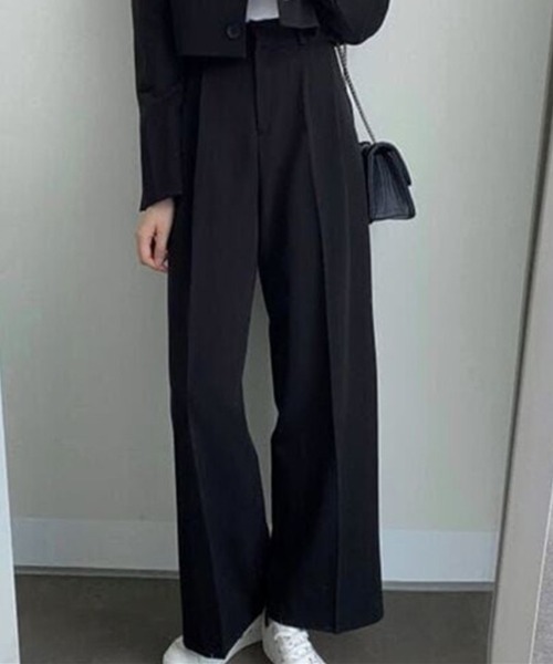 SHEPP（シープ）の「【セットアップ対応可】タックワイドパンツ スラックス 美脚（スラックス・レディース・ピンク/ブラック/ベージュ/ブラウン/ホワイト・M/L）」の14枚目の写真