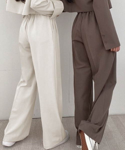 SHEPP（シープ）の「【セットアップ対応可】タックワイドパンツ スラックス 美脚（スラックス・レディース・ピンク/ブラック/ベージュ/ブラウン/ホワイト・M/L）」の10枚目の写真