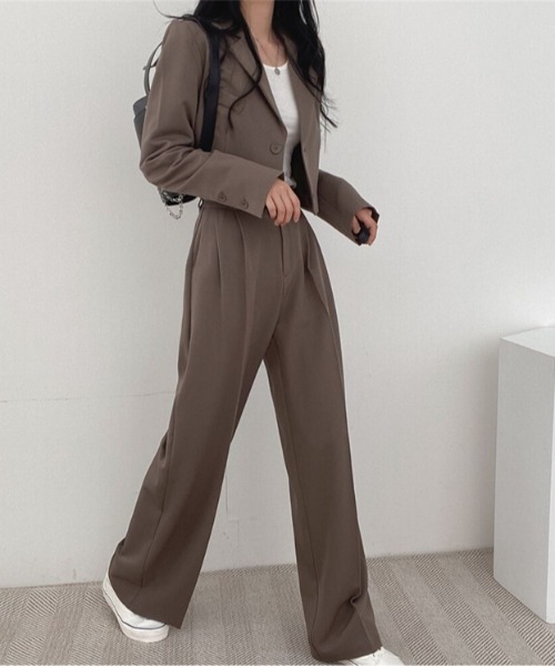 SHEPP（シープ）の「【セットアップ対応可】タックワイドパンツ スラックス 美脚（スラックス・レディース・ピンク/ブラック/ベージュ/ブラウン/ホワイト・M/L）」の18枚目の写真