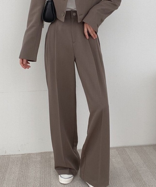 SHEPP（シープ）の「【セットアップ対応可】タックワイドパンツ スラックス 美脚（スラックス・レディース・ピンク/ブラック/ベージュ/ブラウン/ホワイト・M/L）」の17枚目の写真