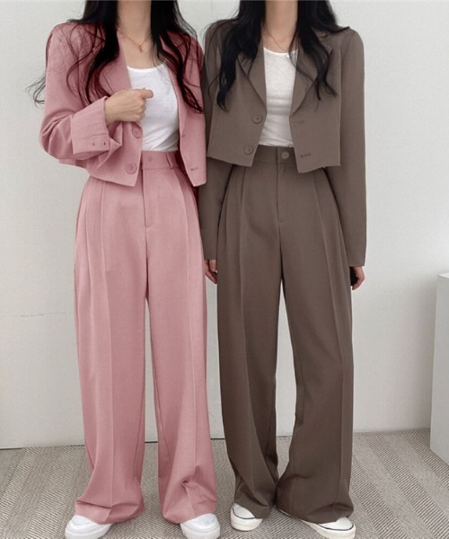 SHEPP（シープ）の「【セットアップ対応可】タックワイドパンツ スラックス 美脚（スラックス・レディース・ピンク/ブラック/ベージュ/ブラウン/ホワイト・M/L）」の16枚目の写真