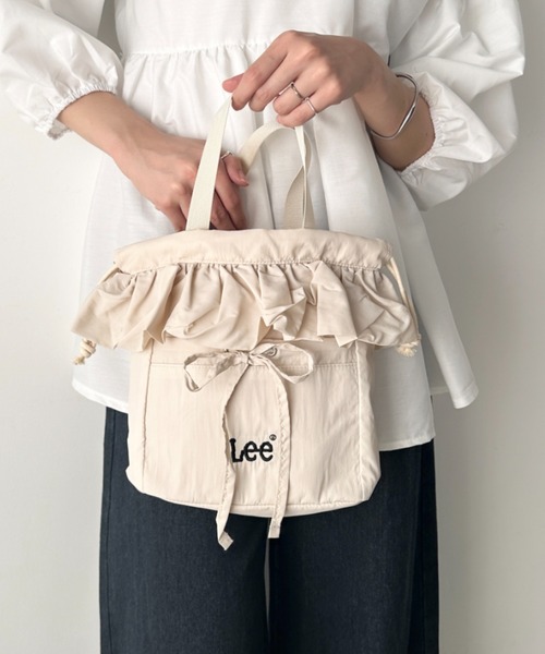 Lee（リー）の「Lee/リー フリル リボン ドロスト 2WAY 巾着 ショルダーバッグ/ギャザー バレエコア（ショルダーバッグ・レディース・ブラック/シルバー/ベージュ/ブルー・FREE）」の9枚目の写真