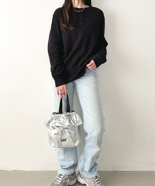 Lee（リー）の「Lee/リー フリル リボン ドロスト 2WAY 巾着 ショルダーバッグ/ギャザー バレエコア（ショルダーバッグ・レディース・ブラック/シルバー/ベージュ/ブルー・FREE）」の15枚目の写真