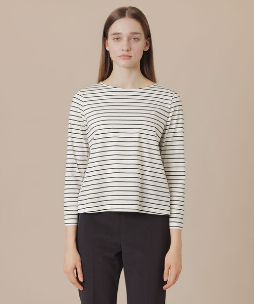 MACKINTOSH LONDON（マッキントッシュ ロンドン）の「プレーティング天竺ボーダープルオーバー（Tシャツ/カットソー・レディース・ブラック・38/40）」の3枚目の写真