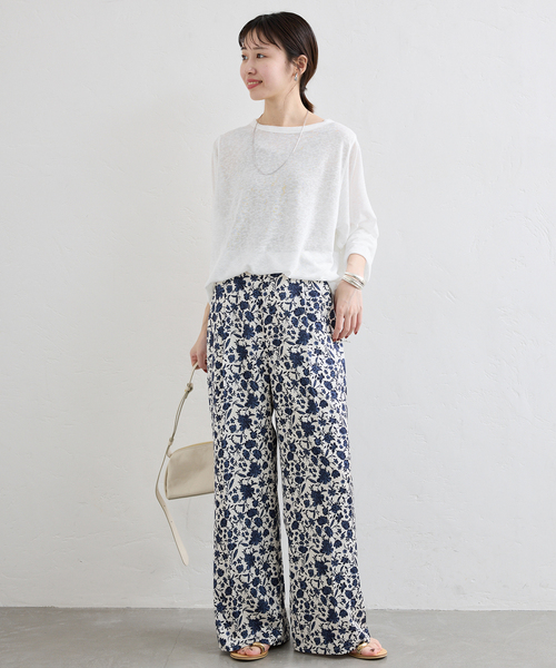 SLOBE IENA(スローブイエナ)の「《追加》スラブネップ天竺プルオーバー(Tシャツ/カットソー・レディース・ネイビー/ホワイト/ピンク/サックスブルー・FREE)」の21枚目の写真