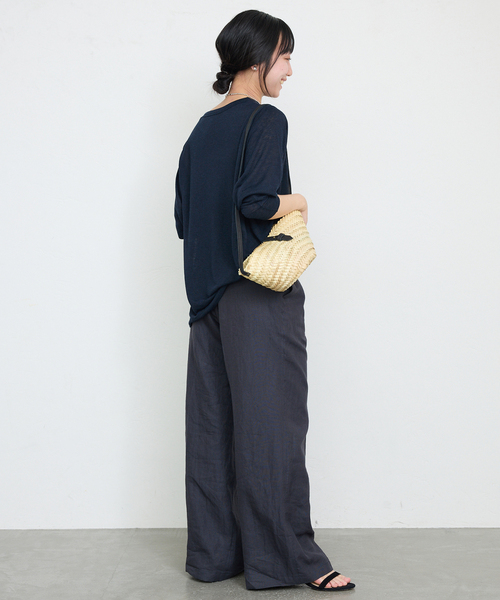 SLOBE IENA(スローブイエナ)の「《追加》スラブネップ天竺プルオーバー(Tシャツ/カットソー・レディース・ネイビー/ホワイト/ピンク/サックスブルー・FREE)」の5枚目の写真