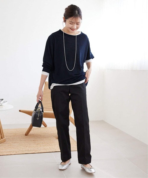 SLOBE IENA(スローブイエナ)の「《追加》スラブネップ天竺プルオーバー(Tシャツ/カットソー・レディース・ネイビー/ホワイト/ピンク/サックスブルー・FREE)」の10枚目の写真