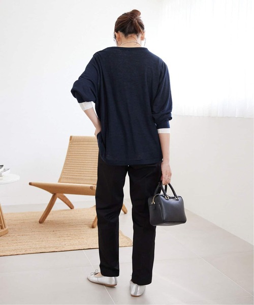 SLOBE IENA(スローブイエナ)の「《追加》スラブネップ天竺プルオーバー(Tシャツ/カットソー・レディース・ネイビー/ホワイト/ピンク/サックスブルー・FREE)」の12枚目の写真