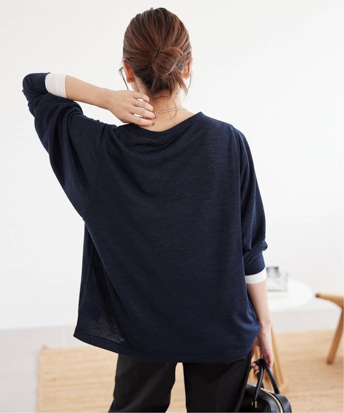 SLOBE IENA(スローブイエナ)の「《追加》スラブネップ天竺プルオーバー(Tシャツ/カットソー・レディース・ネイビー/ホワイト/ピンク/サックスブルー・FREE)」の15枚目の写真