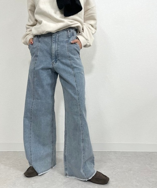 gossara(ゴサラ)の「ワイドパンツ(デニムパンツ・レディース・ライトブルー・FREE)」の9枚目の写真