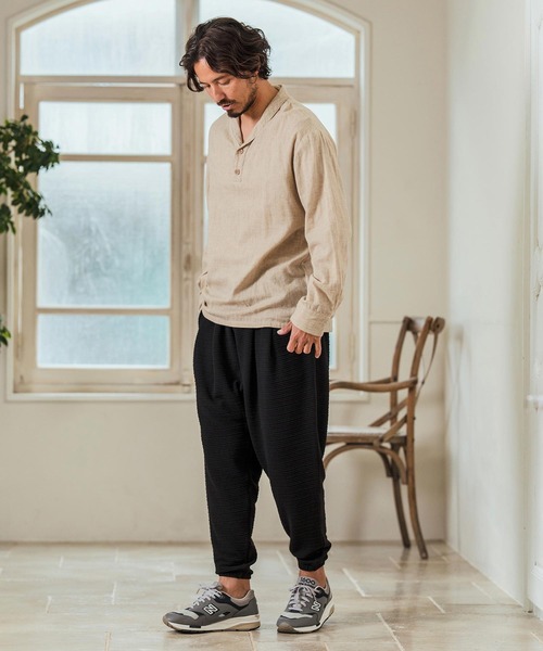 Magine(マージン)の「ms5974- Gauze Fabric Shawl Collar Shirts ショールカラーシャツ(シャツ/ブラウス・メンズ・チャコール/ブルー/ライトベージュ・44/46/48)」の7枚目の写真