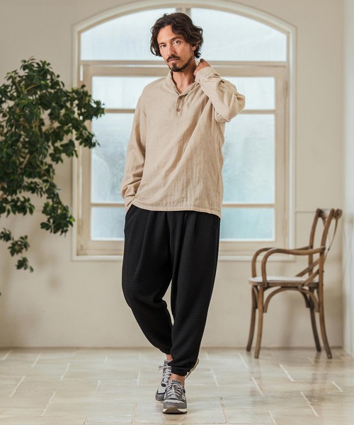 Magine(マージン)の「ms5974- Gauze Fabric Shawl Collar Shirts ショールカラーシャツ(シャツ/ブラウス・メンズ・チャコール/ブルー/ライトベージュ・44/46/48)」の8枚目の写真