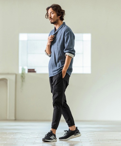 Magine(マージン)の「ms5974- Gauze Fabric Shawl Collar Shirts ショールカラーシャツ(シャツ/ブラウス・メンズ・チャコール/ブルー/ライトベージュ・44/46/48)」の13枚目の写真