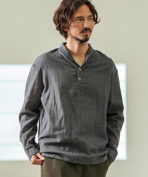 Magine(マージン)の「ms5974- Gauze Fabric Shawl Collar Shirts ショールカラーシャツ(シャツ/ブラウス・メンズ・チャコール/ブルー/ライトベージュ・44/46/48)」の16枚目の写真