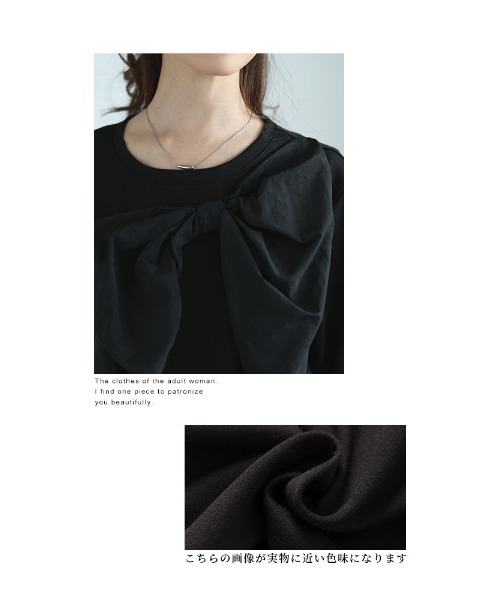 Sawa a la mode(サワアラモード)の「ビックリボンモチーフ付きカットソー(Tシャツ/カットソー・レディース・ホワイト/ブラック・FREE)」の5枚目の写真