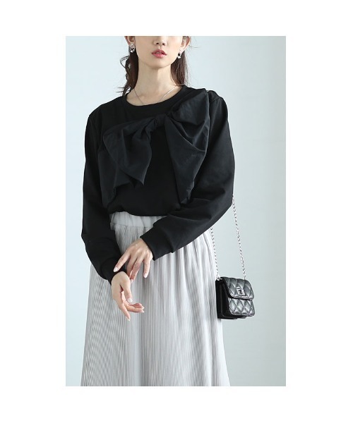 Sawa a la mode(サワアラモード)の「ビックリボンモチーフ付きカットソー(Tシャツ/カットソー・レディース・ホワイト/ブラック・FREE)」の6枚目の写真